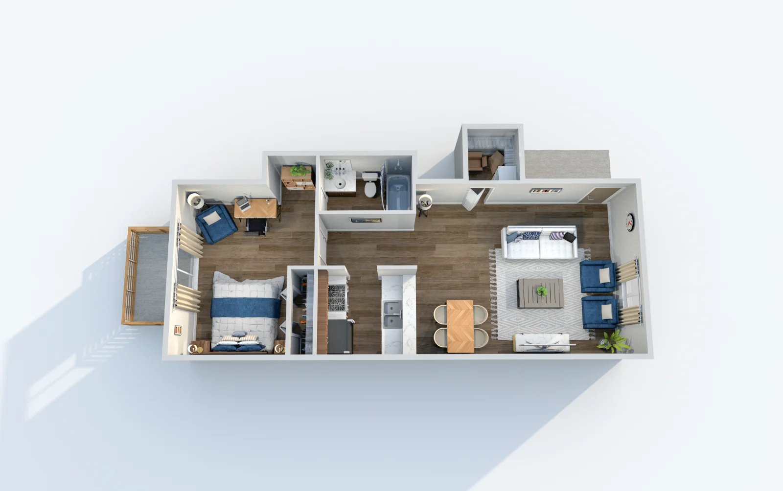 San Remo — floor plan, Plan A1 · 1 bed · 1 bath · 668 sq ft