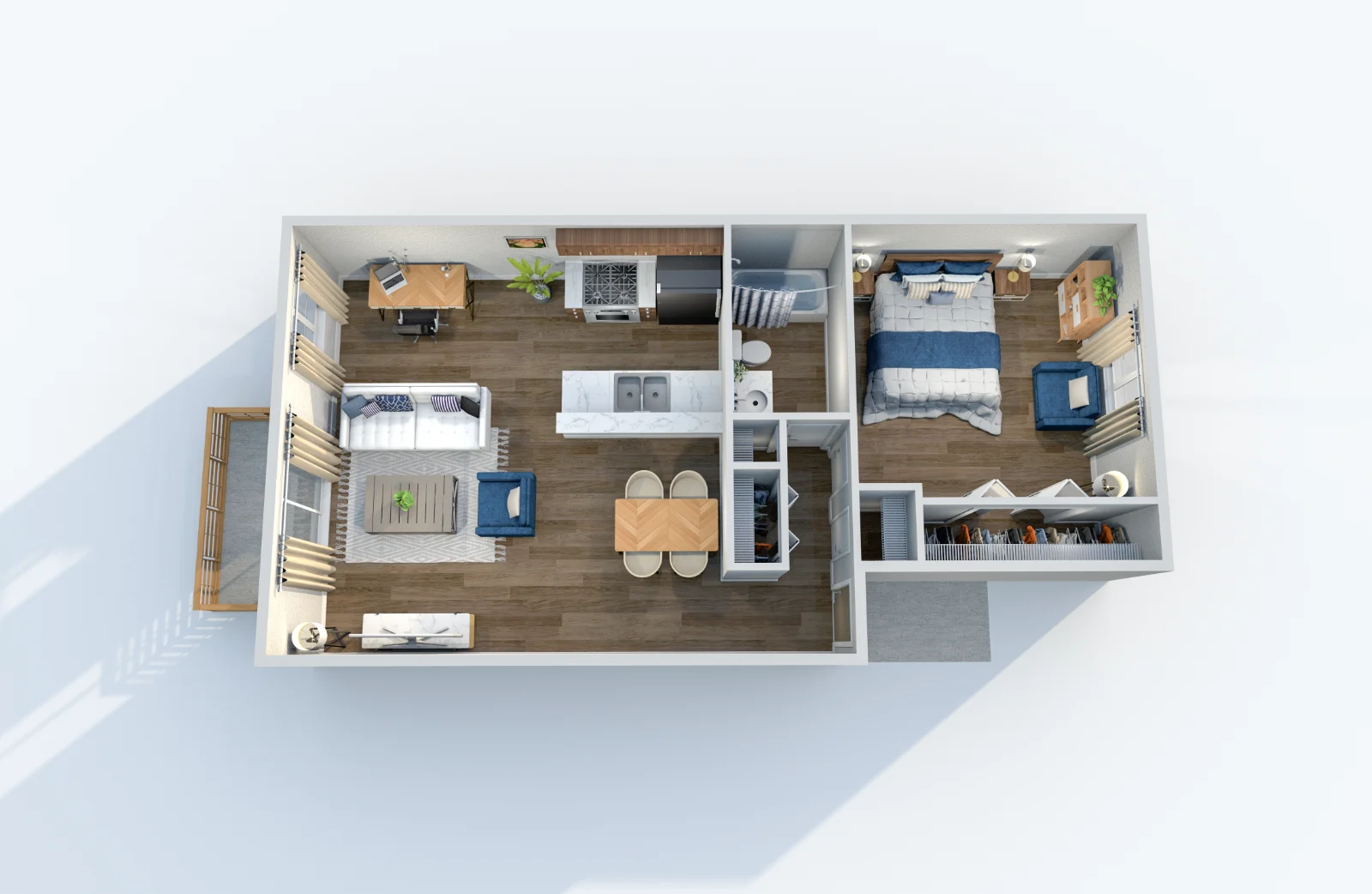 San Remo — floor plan, Plan A2 · 1 bed · 1 bath · 716 sq ft