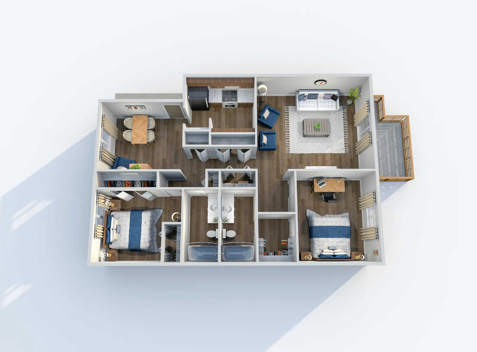 San Remo — floor plan, Plan B1 · 2 bed · 2 baths · 1,120 sq ft