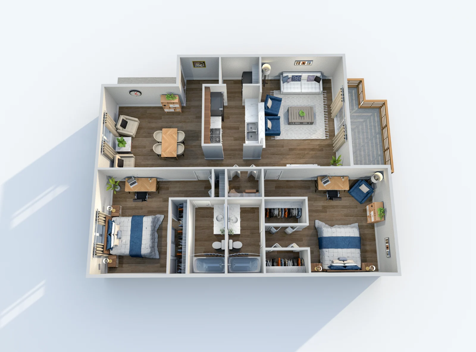 San Remo — floor plan, Plan B2 · 2 bed · 2 baths · 1,254 sq ft